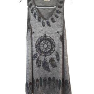 Womens Sz S/M Gray Dream Catcher Summer Lightweight Coverup GM Dress